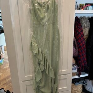 Elegant Green Ruffle Dress